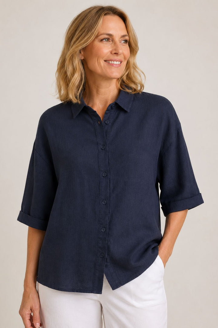 BOXY LINEN BLOUSE