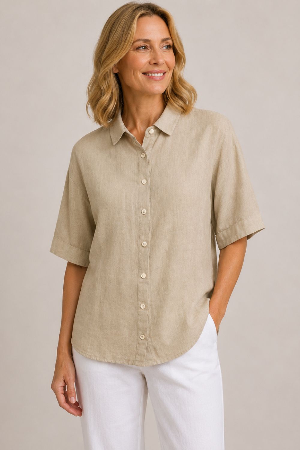 BOXY LINEN BLOUSE