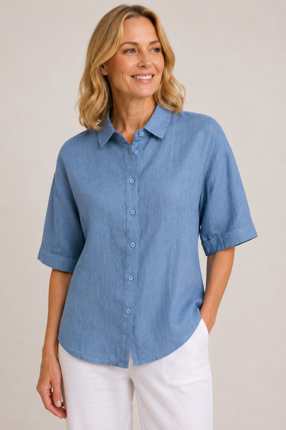 BOXY LINEN BLOUSE