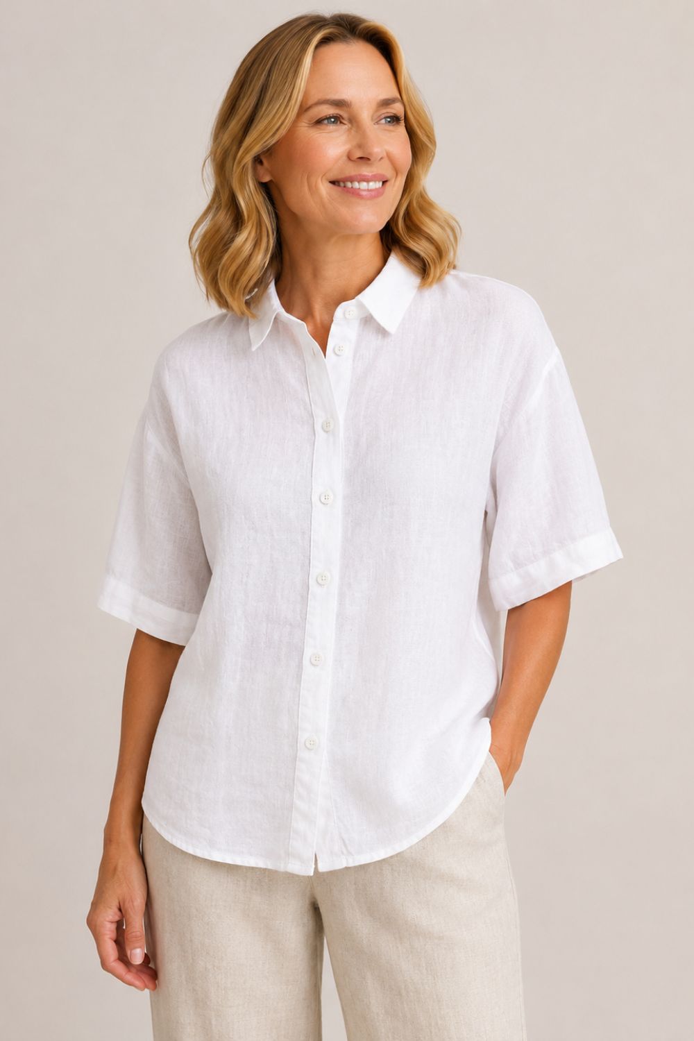 BOXY LINEN BLOUSE