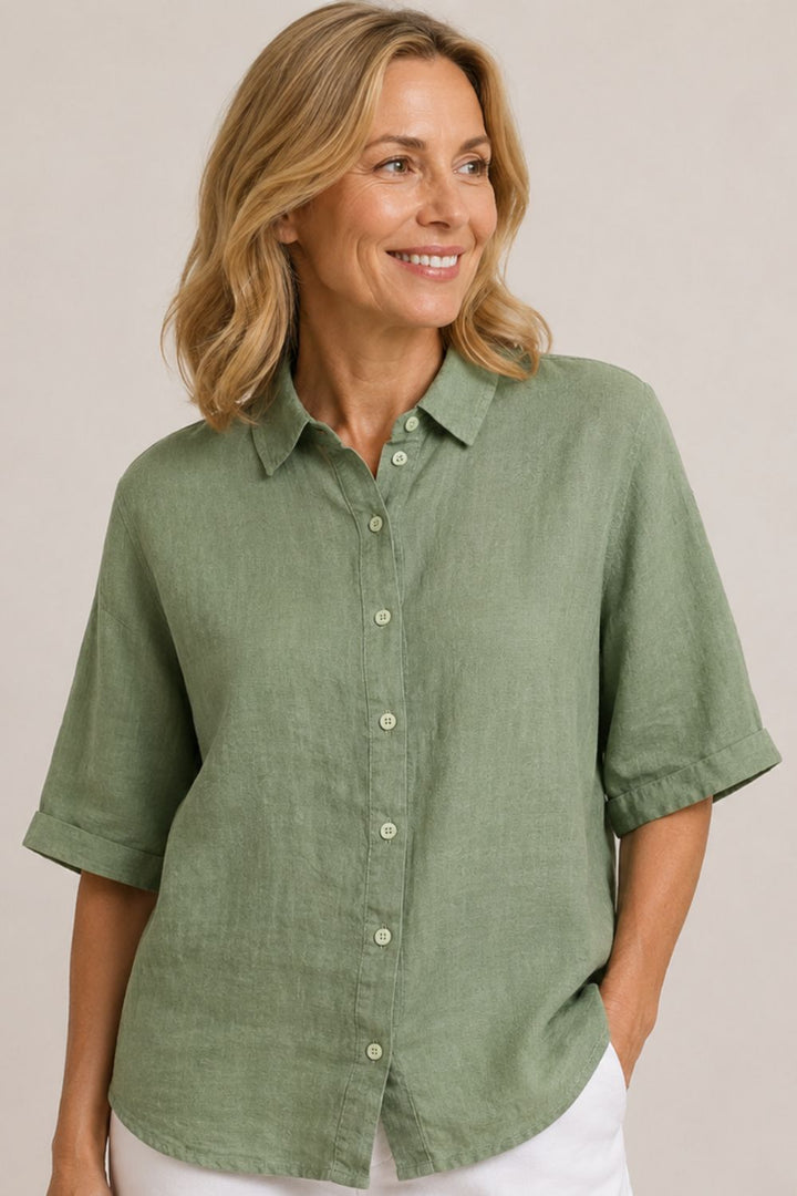 BOXY LINEN BLOUSE