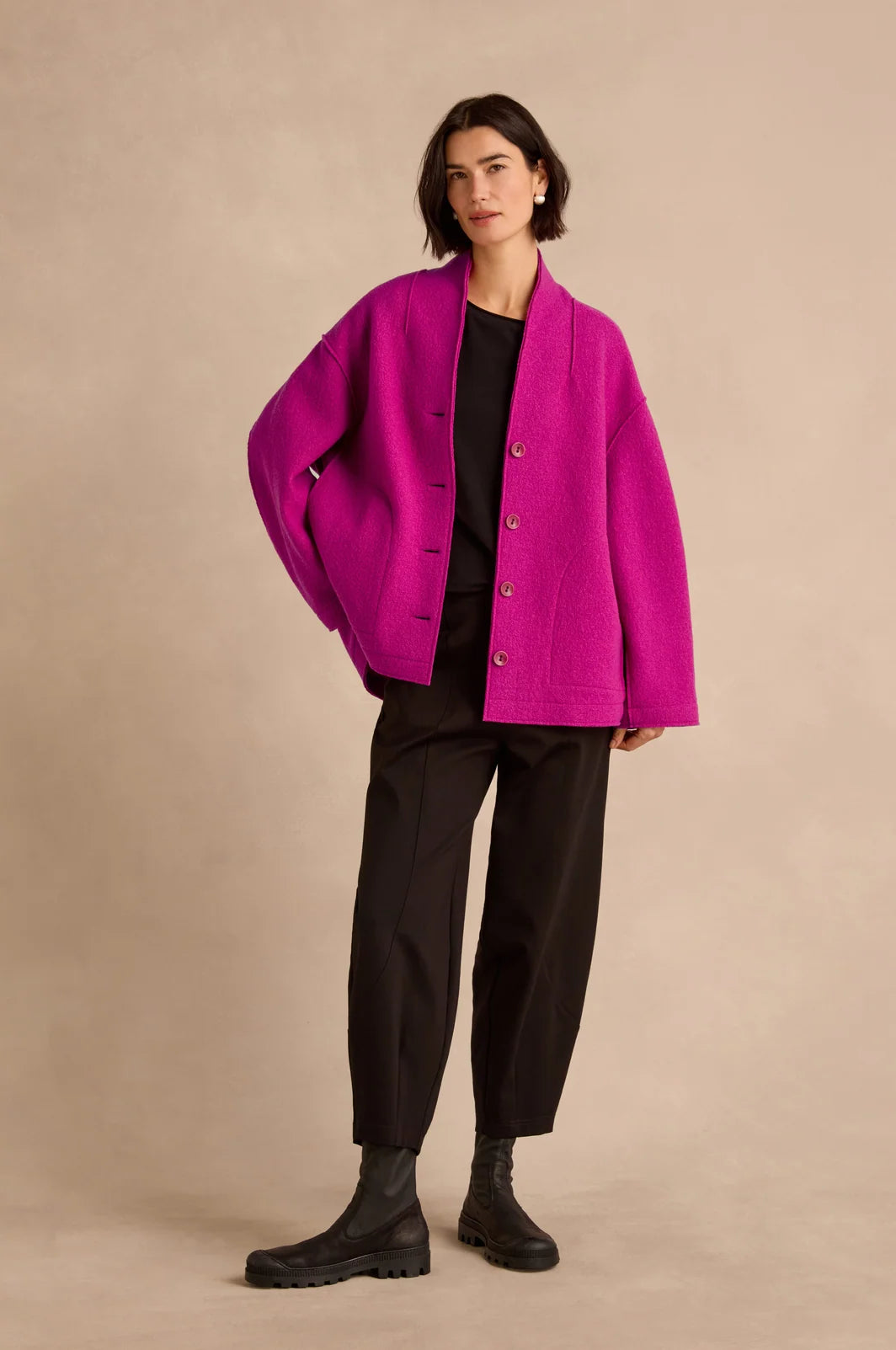 BOILED WOOL COCOON JACKET