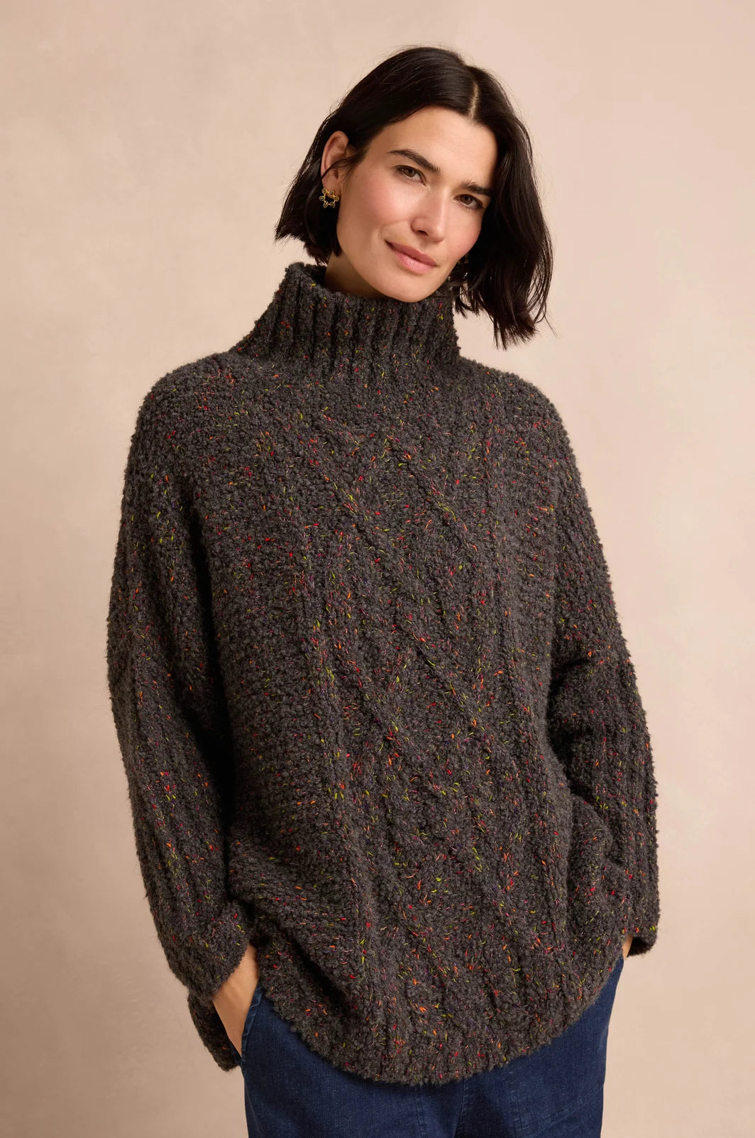 BOUCLE CABLE KNIT JUMPER