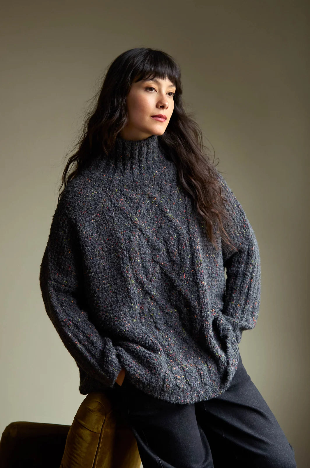 BOUCLE CABLE KNIT JUMPER