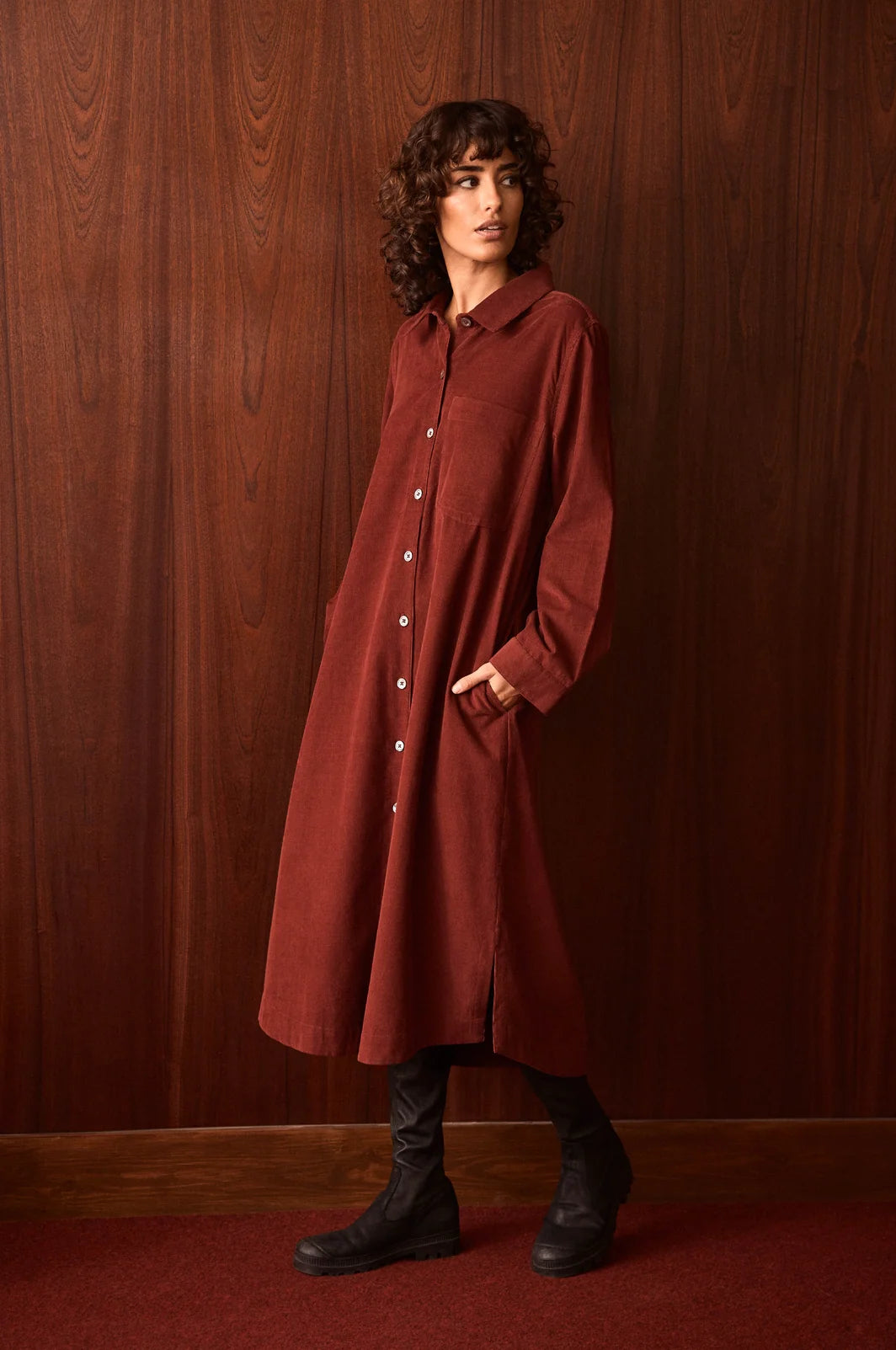 PINWALE CORD SHIRT DRESS