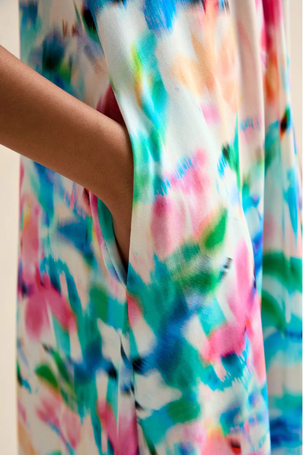 PETAL HAZE JERSEY FLARED DRESS
