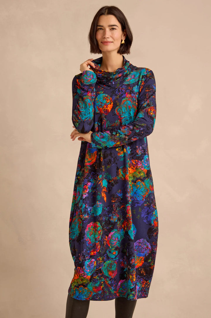 COSMIC PEONY JERSEY BUBBLE DRESS
