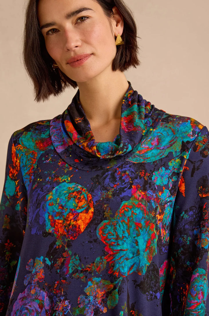 COSMIC PEONY JERSEY BUBBLE DRESS