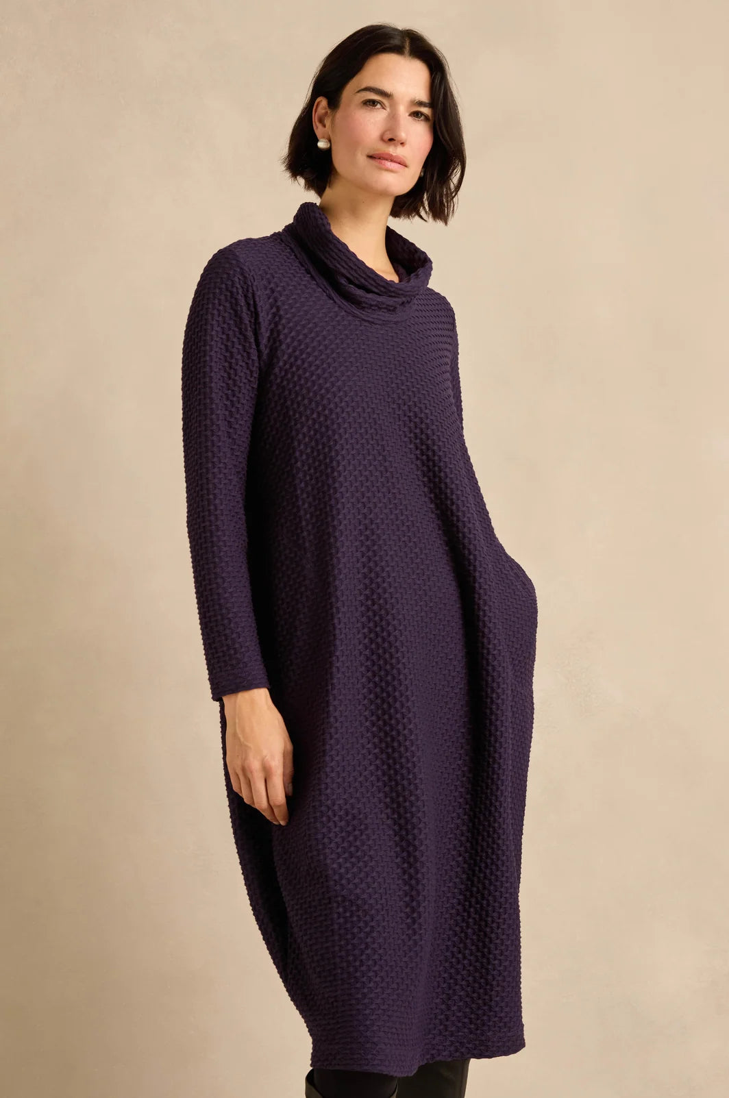WAFFLE TEXTURED JERSEY BUBBLE DRESS