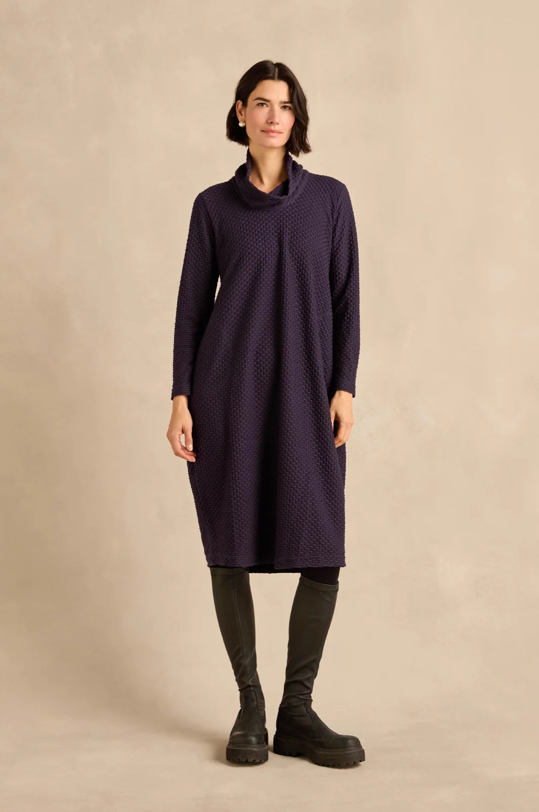 WAFFLE TEXTURED JERSEY BUBBLE DRESS