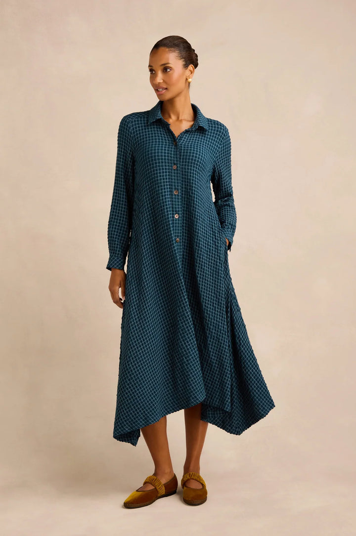SEERSUCKER SQUARES SHIRT DRESS
