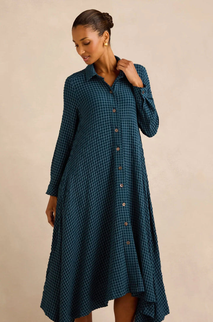 SEERSUCKER SQUARES SHIRT DRESS