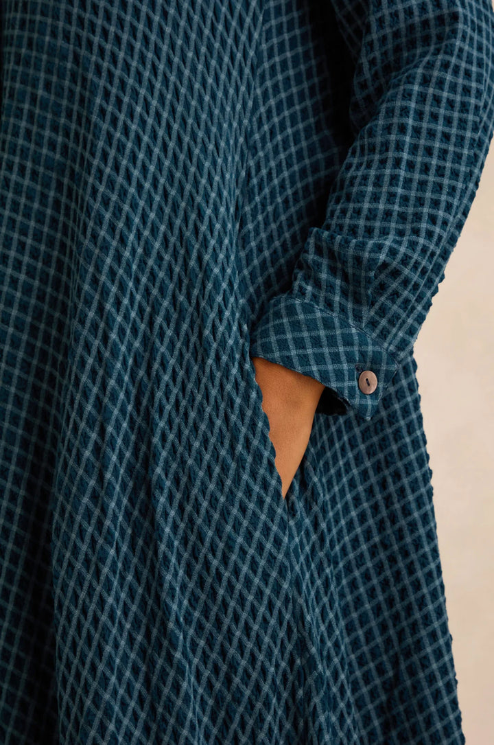 SEERSUCKER SQUARES SHIRT DRESS