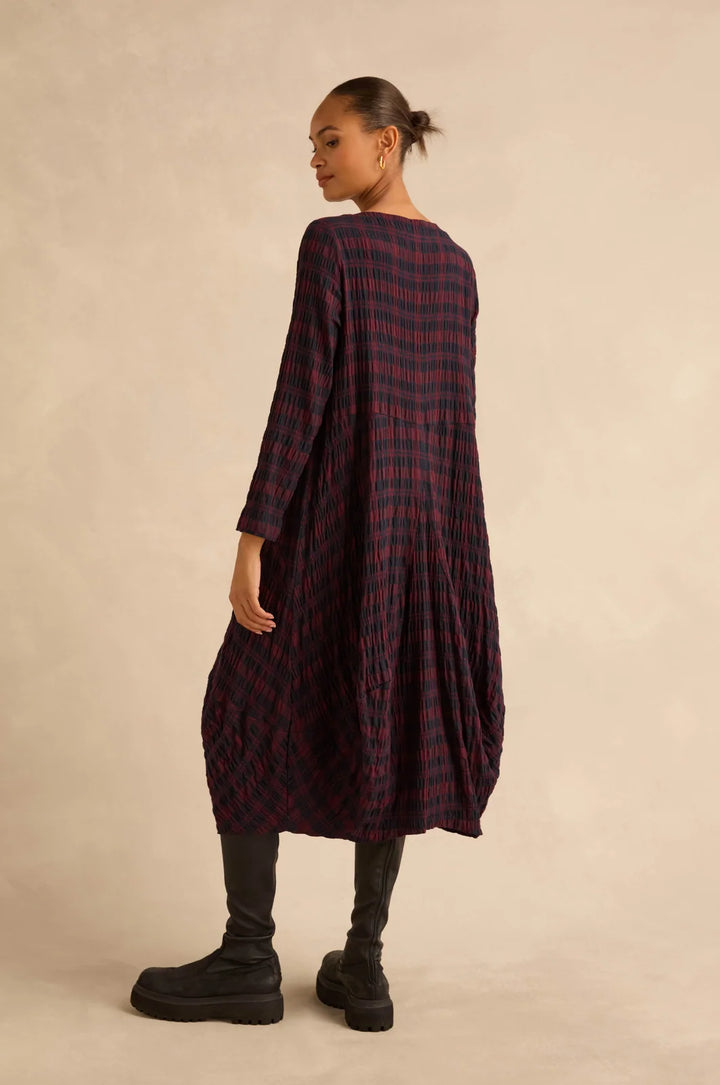 PLAID CRINKLE CHECK BUBBLE DRESS