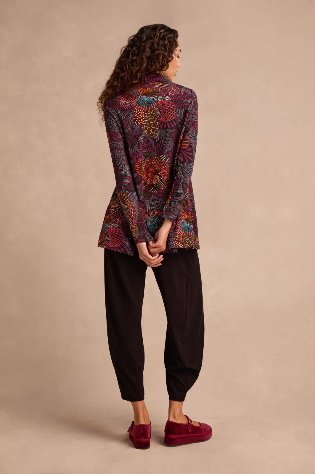 ABSTRACT FLOWERS LINEAR FLORAL JERSEY TUNIC