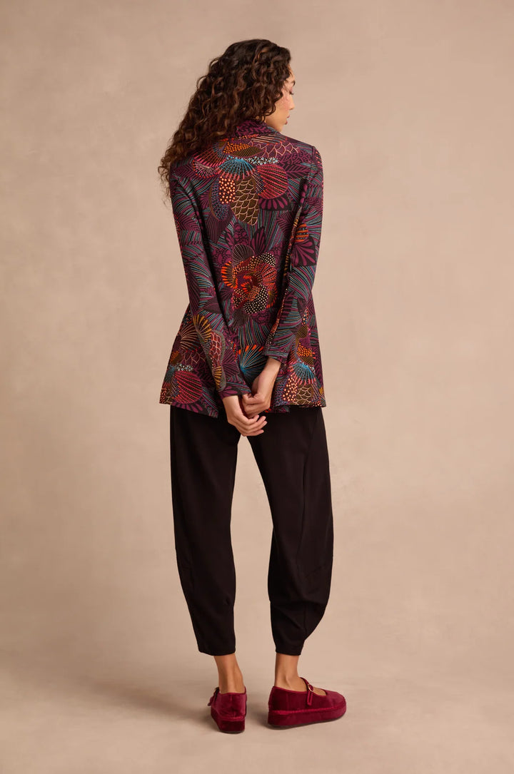 ABSTRACT FLOWERS LINEAR FLORAL JERSEY TUNIC