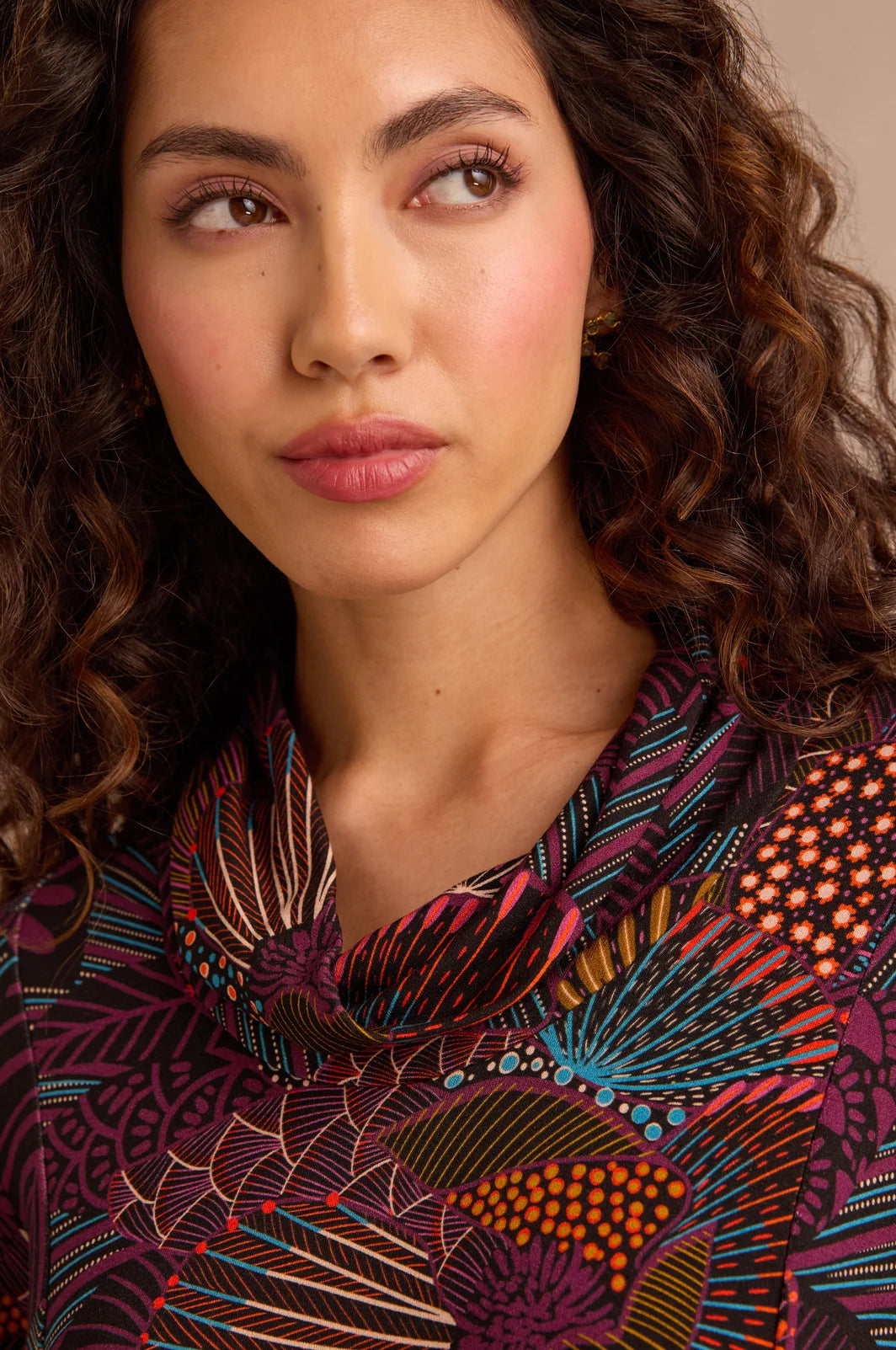 ABSTRACT FLOWERS LINEAR FLORAL JERSEY TUNIC