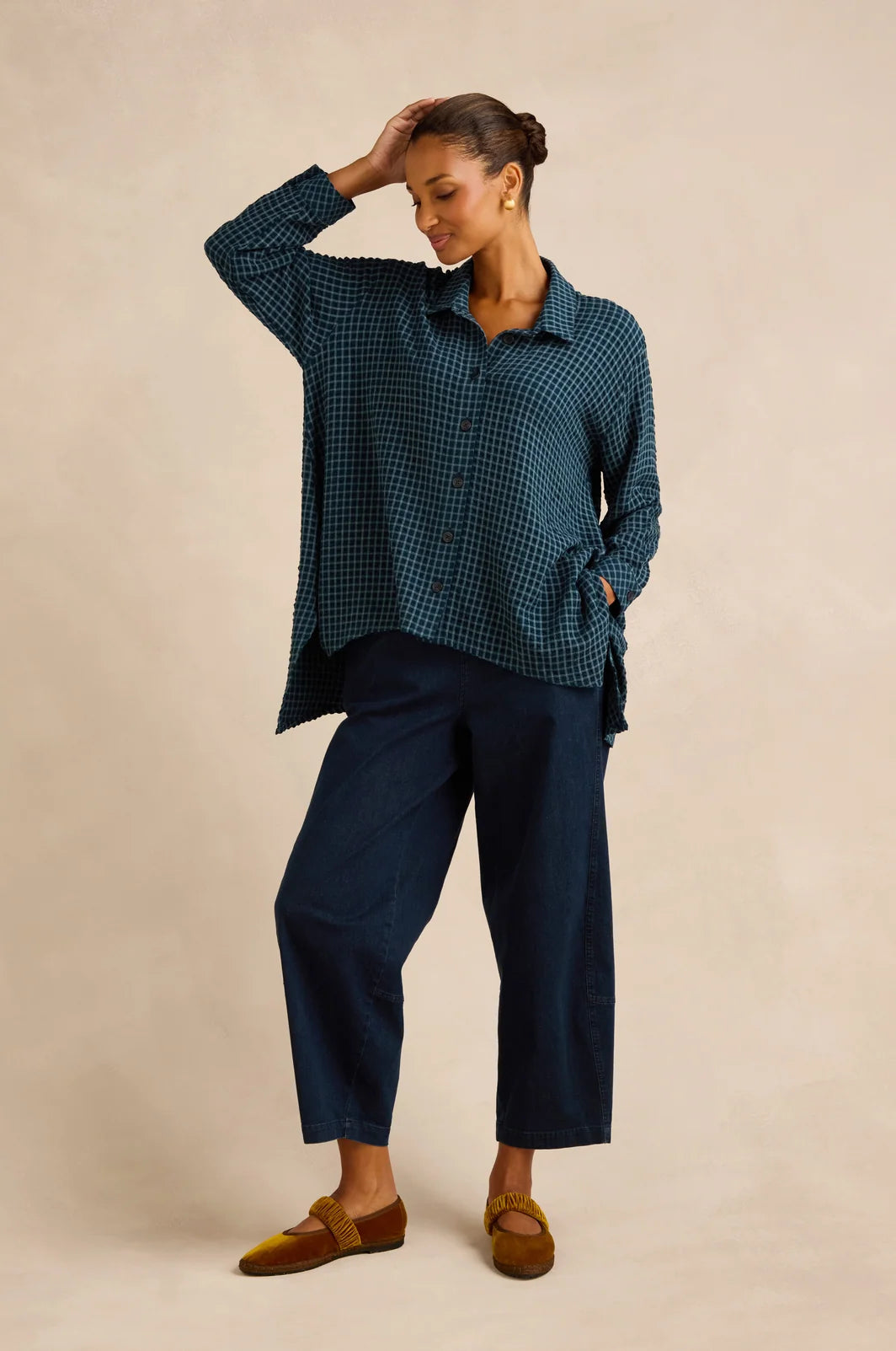 SEERSUCKER SQAURES RELAXED SHIRT