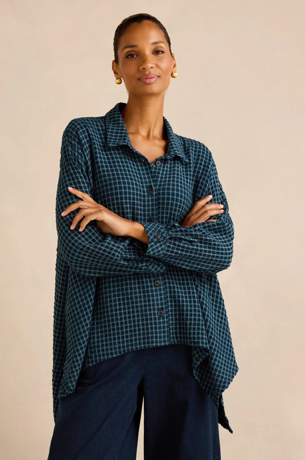 SEERSUCKER SQAURES RELAXED SHIRT