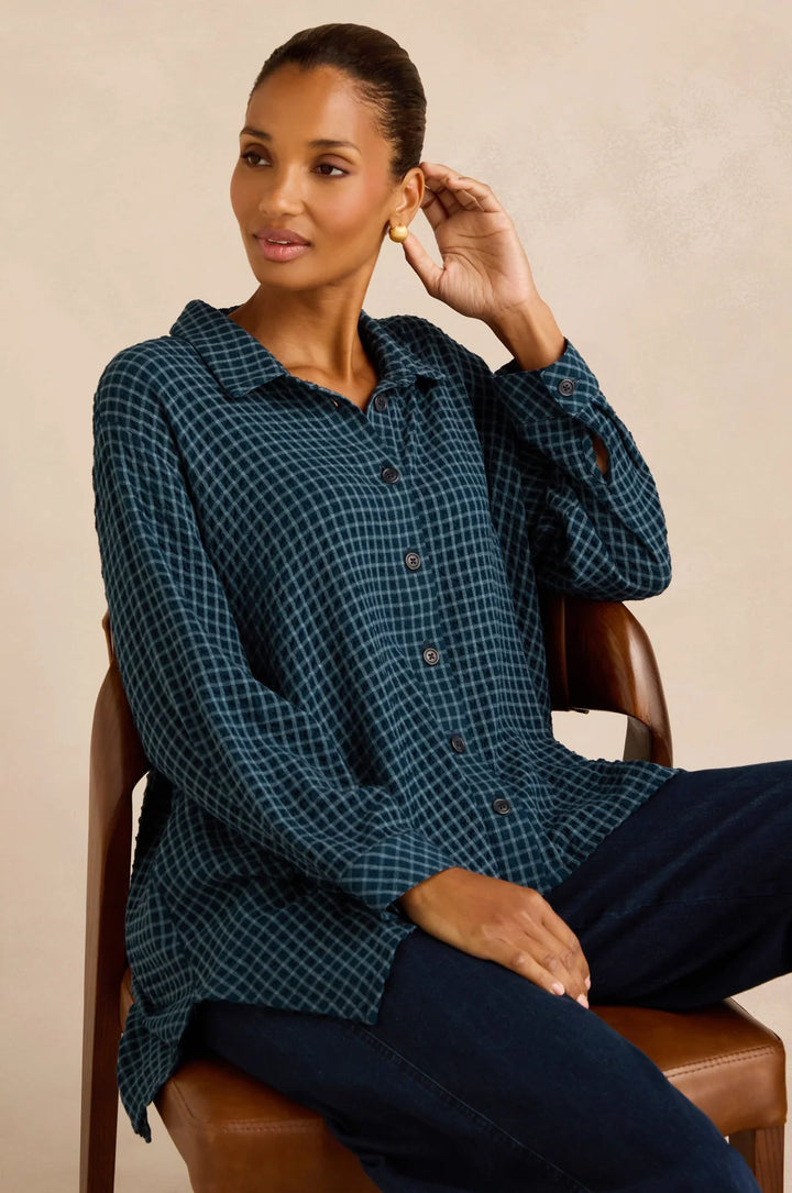 SEERSUCKER SQAURES RELAXED SHIRT