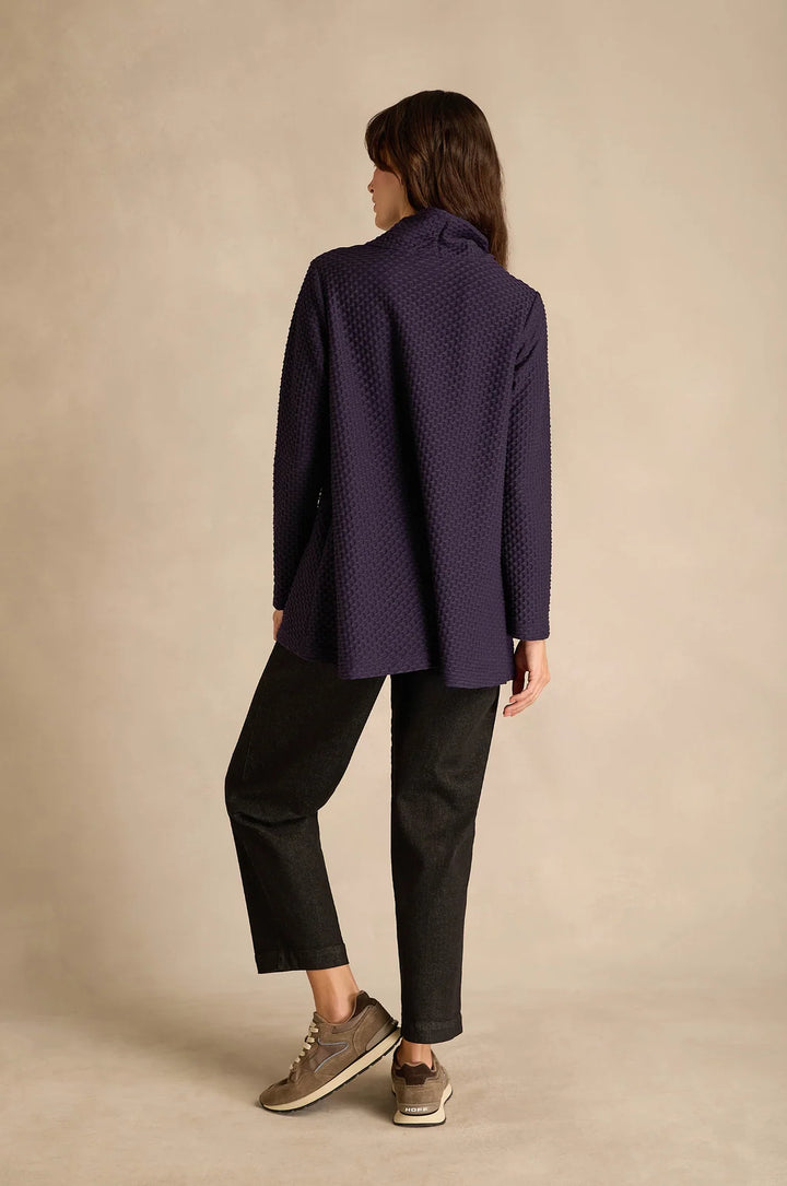 WAFFLE TEXTURED JERSEY COWL NECK  TOP