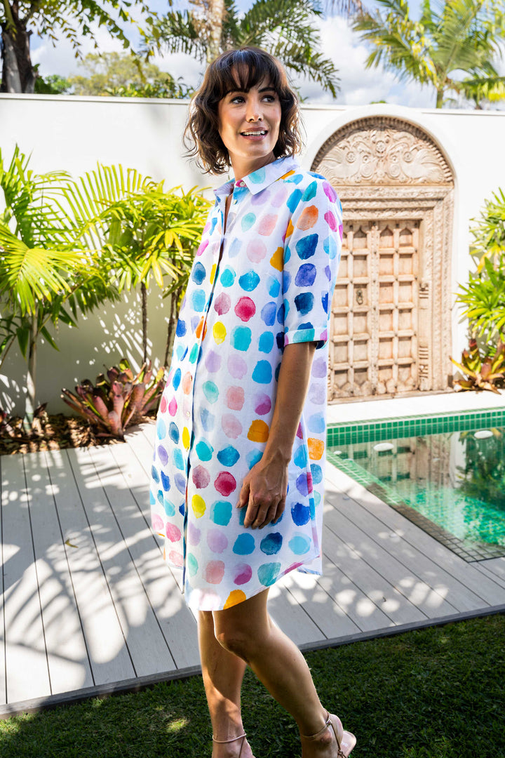 PALETTE PRINT SHIRT DRESS