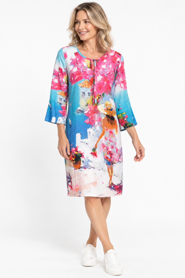 SUMMER IN SANTORINI KEYHOLE DRESS
