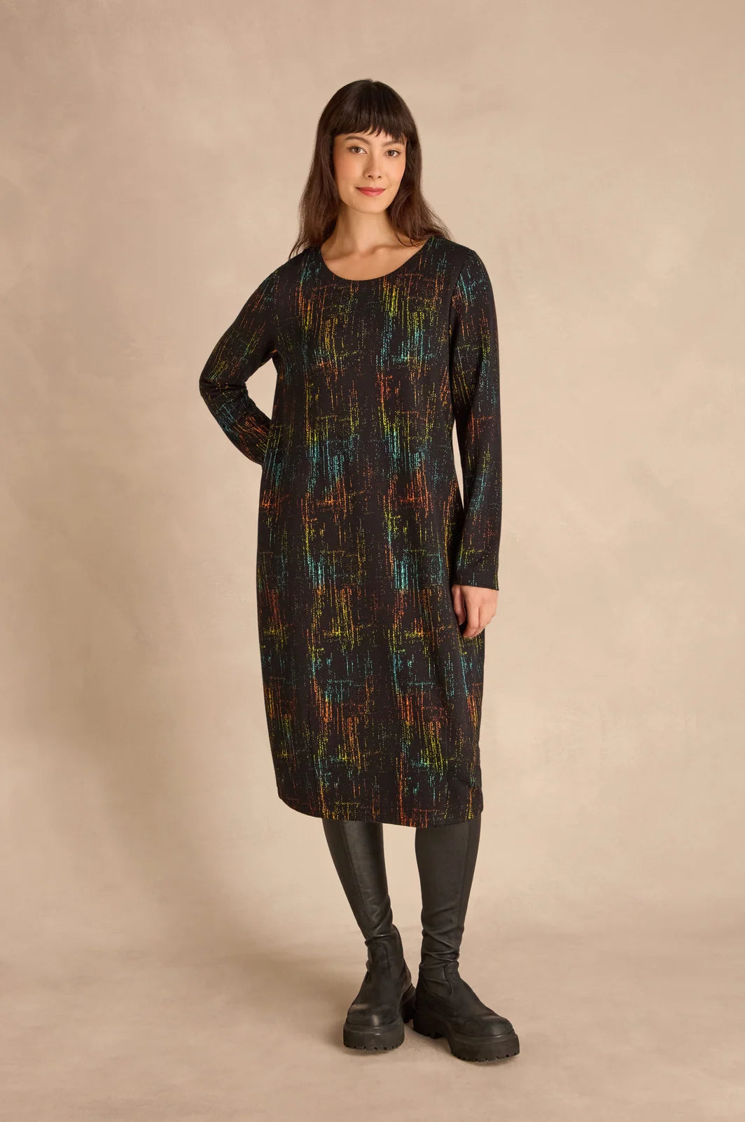 SPACE DYE JACQUARD JERSEY DRESS