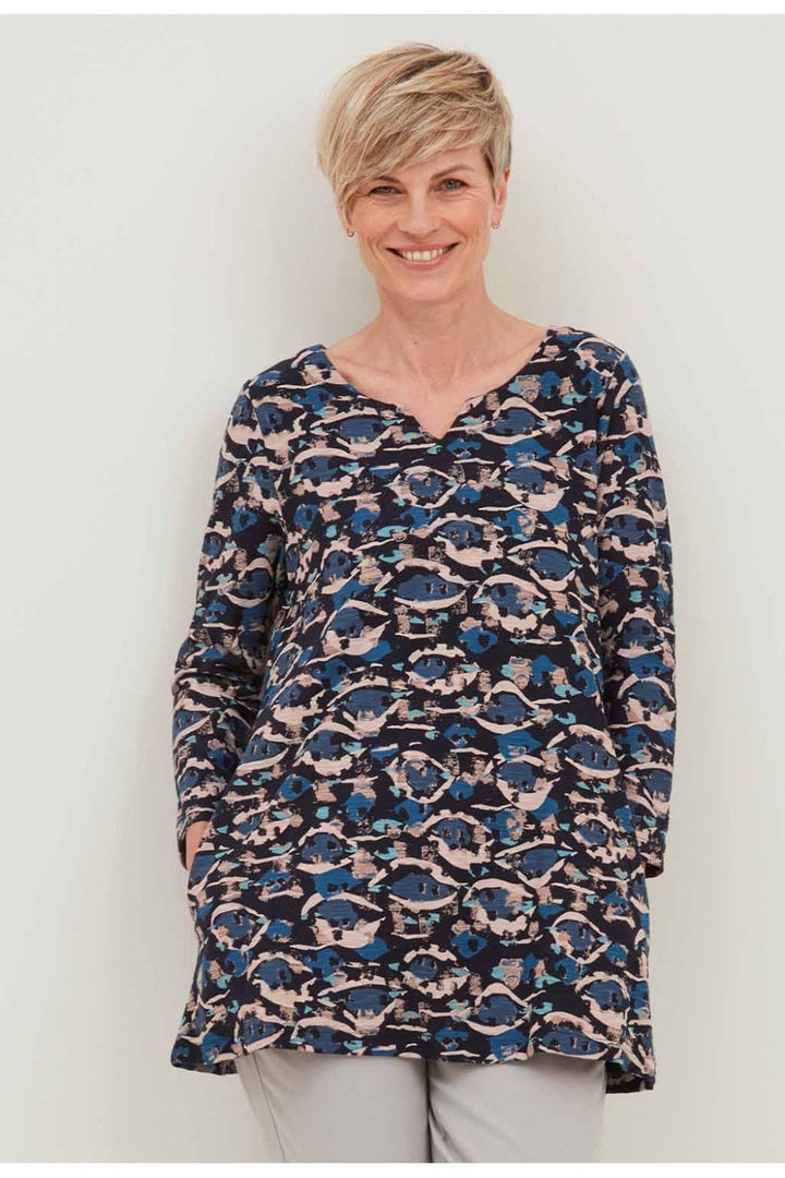 BONNIE TUNIC FAROE PRINT | COL=NAVY