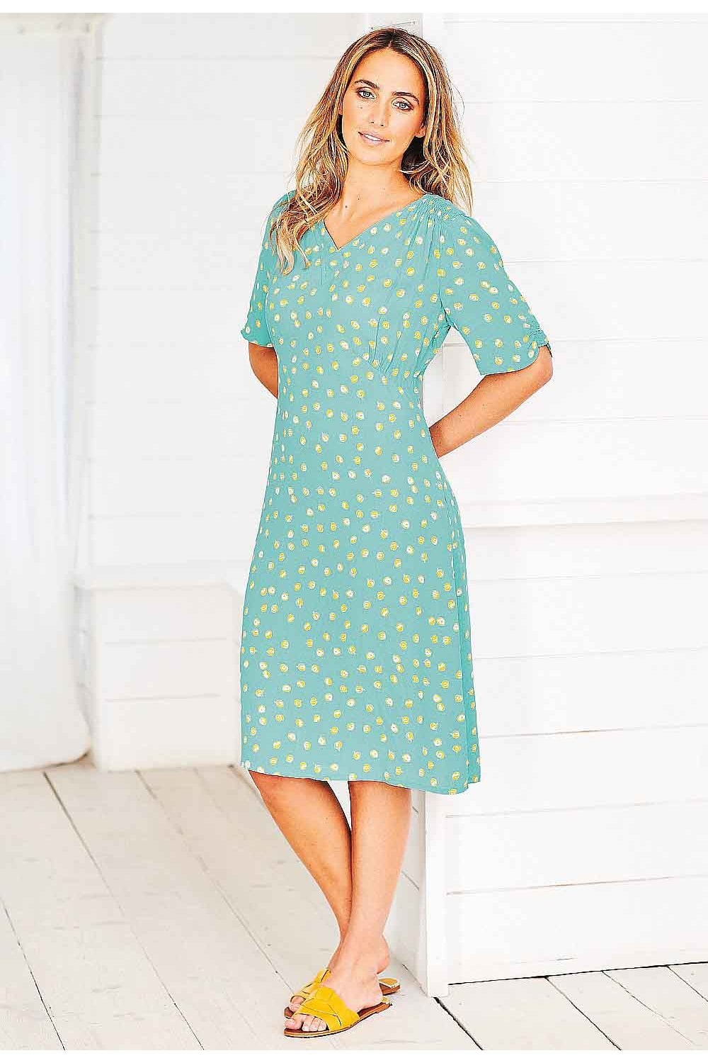 CITRUS DRESS CITRUS SPOT PRINT | COL=TOPAZ