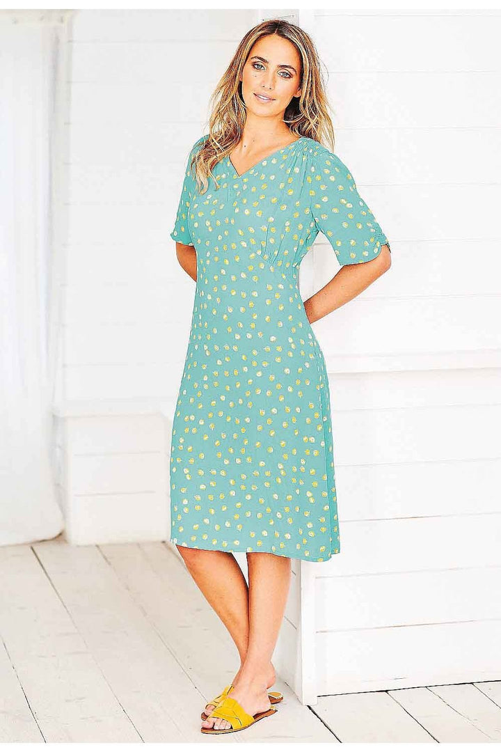CITRUS DRESS CITRUS SPOT PRINT | COL=TOPAZ