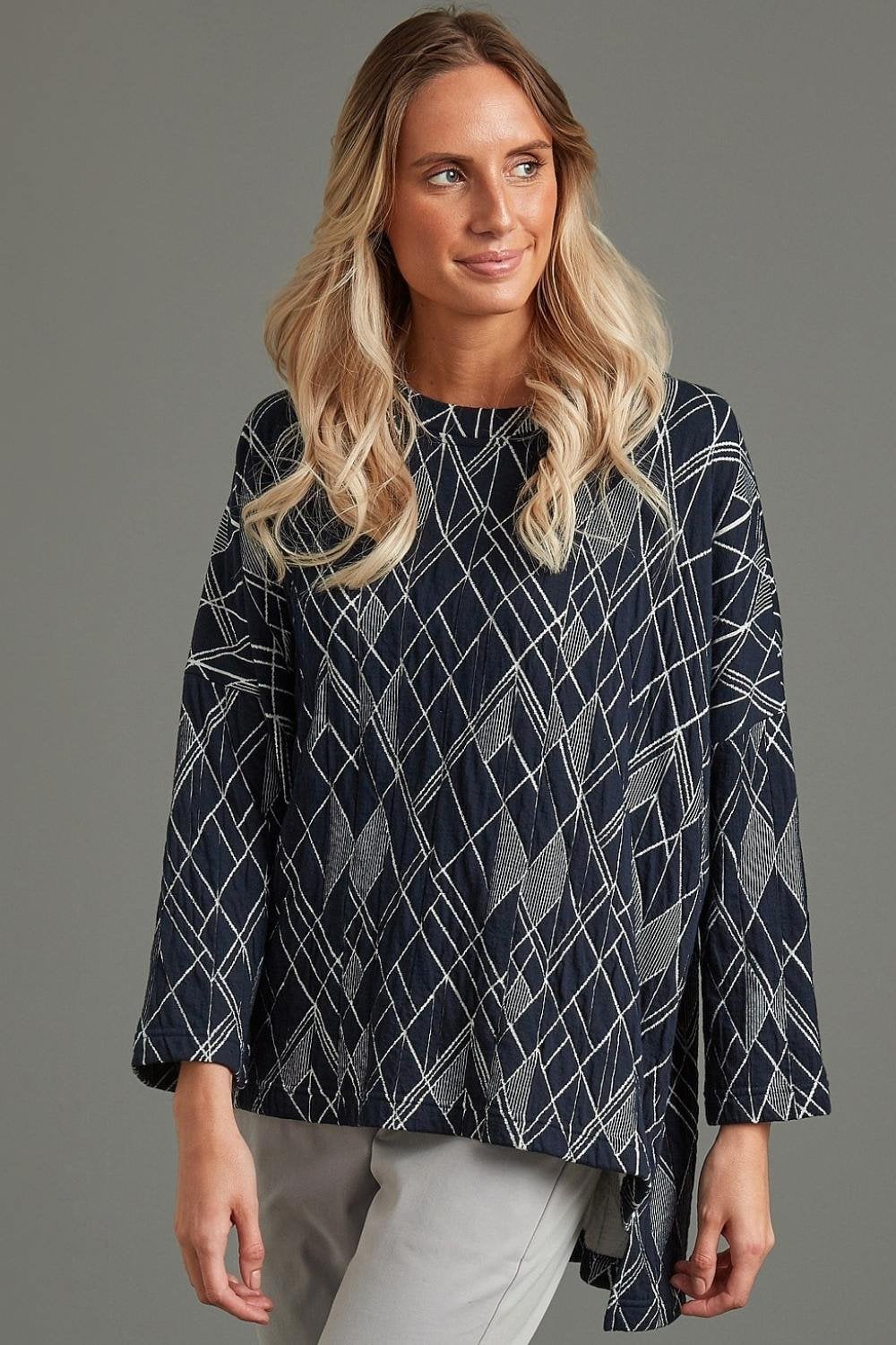 CLARE TUNIC ETCH WEAVE | COL=NAVY