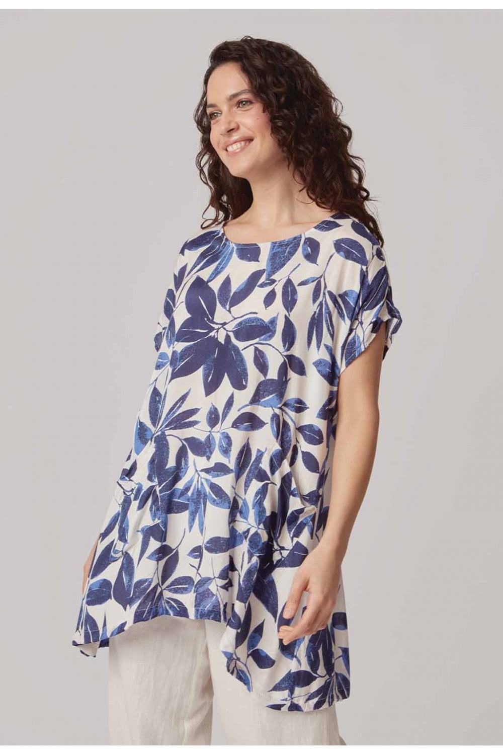 COLEEN GARDEN LEAF TUNIC | COL=NAVY/WHITE