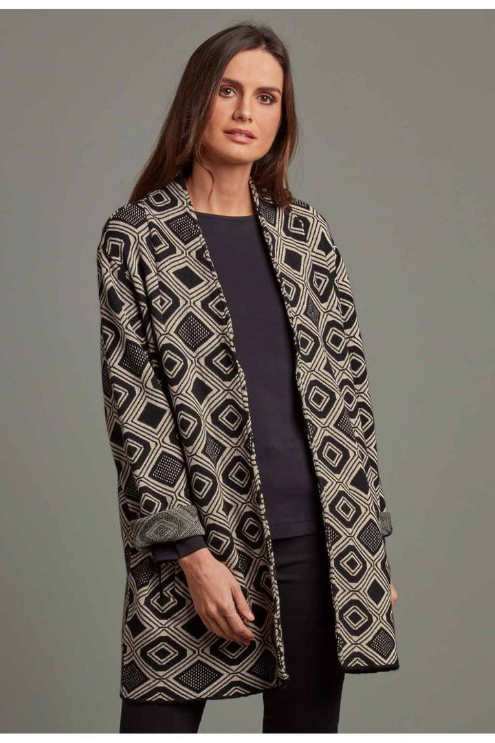 DIAMOND KNIT COAT | COL=BLACK