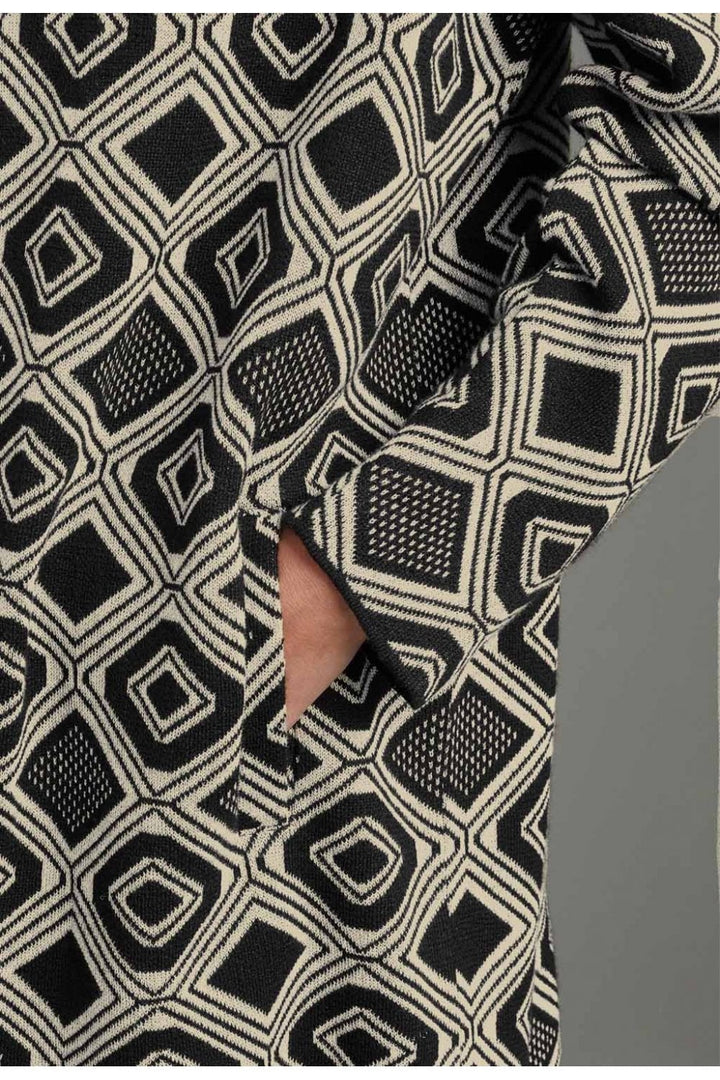 DIAMOND KNIT COAT | COL=BLACK