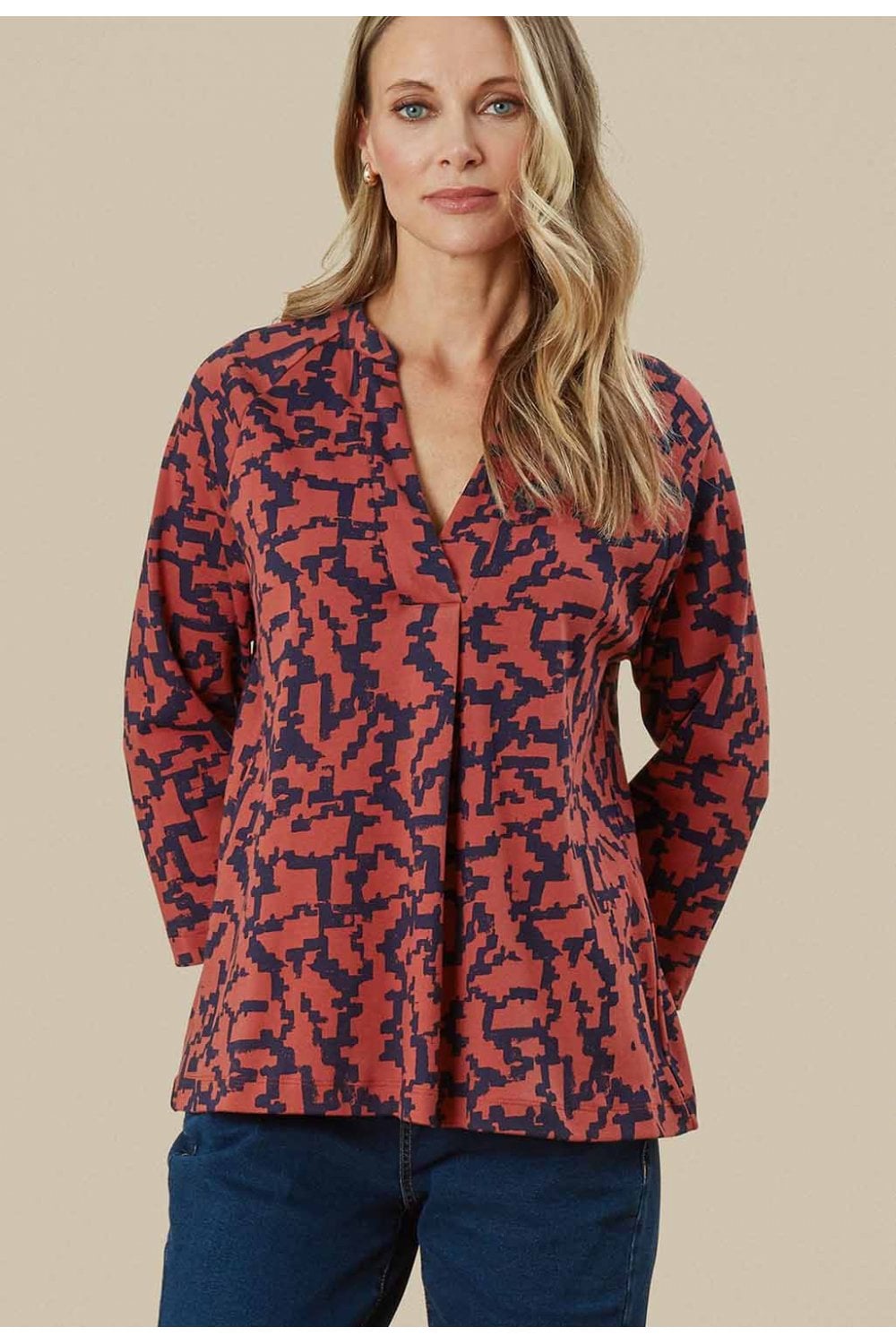 DILLY MAZE PRINT TOP | COL=PICANTE