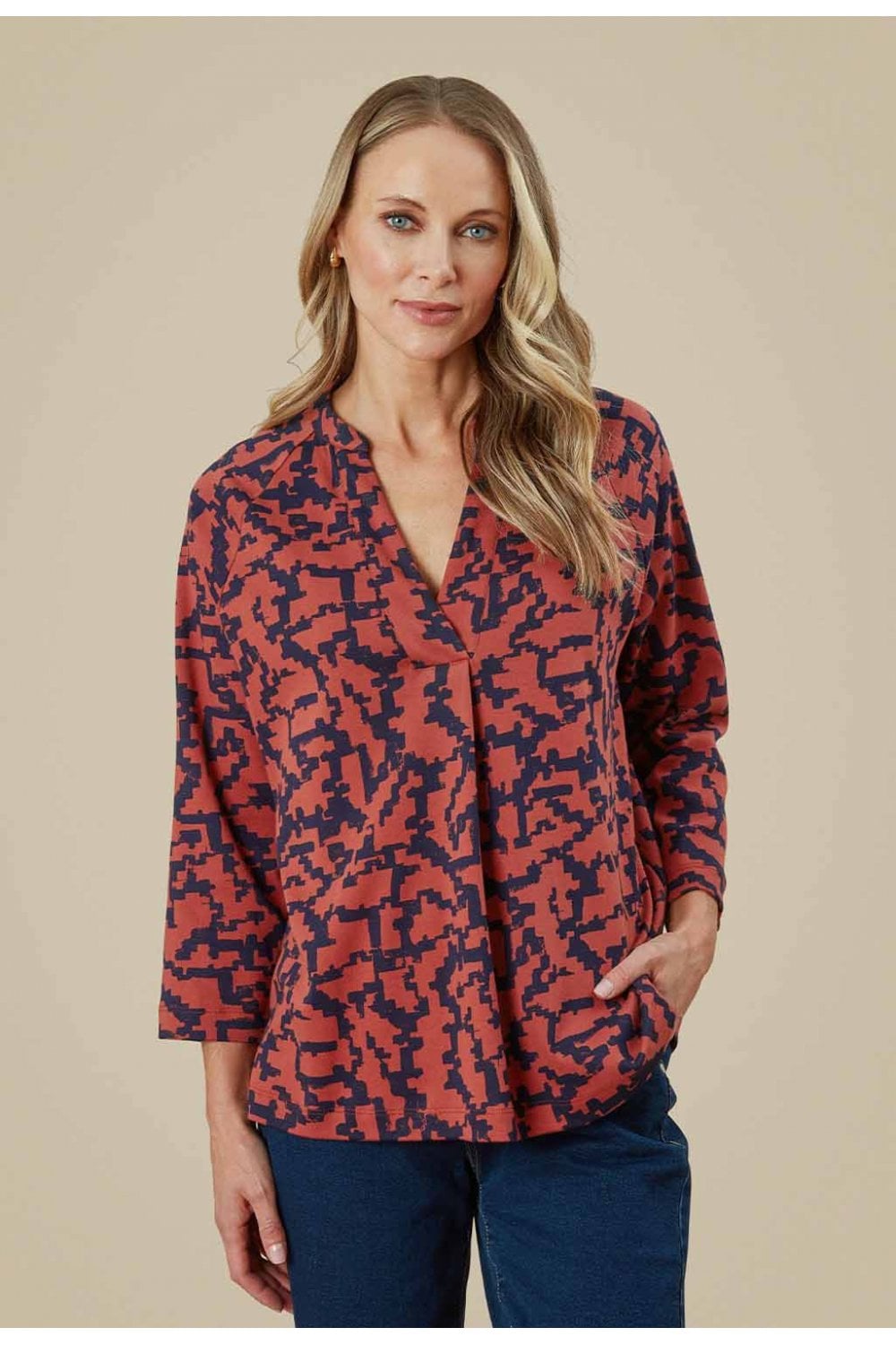 DILLY MAZE PRINT TOP | COL=PICANTE