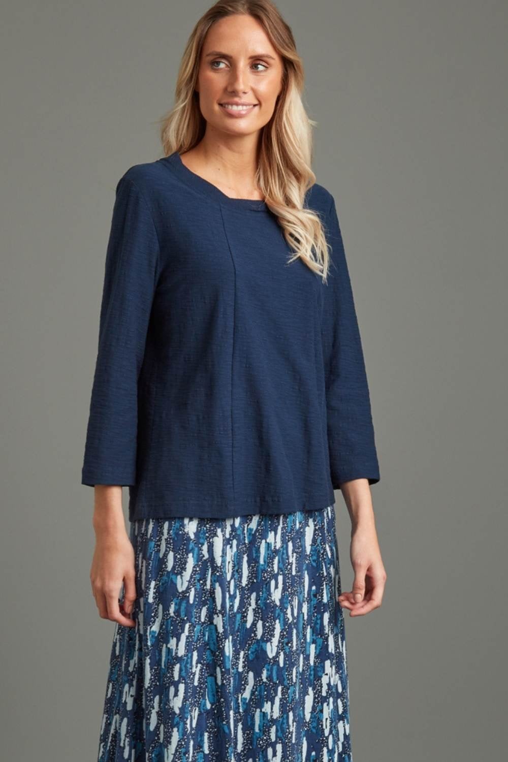 DONNA TOP SOLID SLUB | COL=NAVY