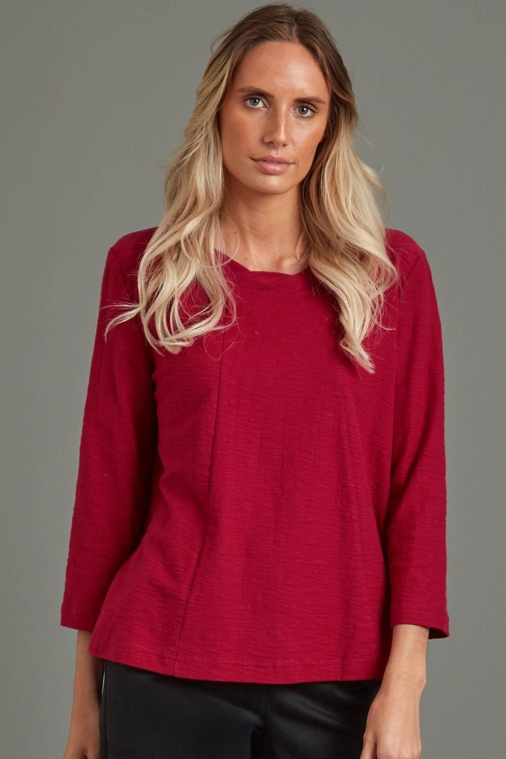 DONNA TOP SOLID SLUB | COL=CHERRY