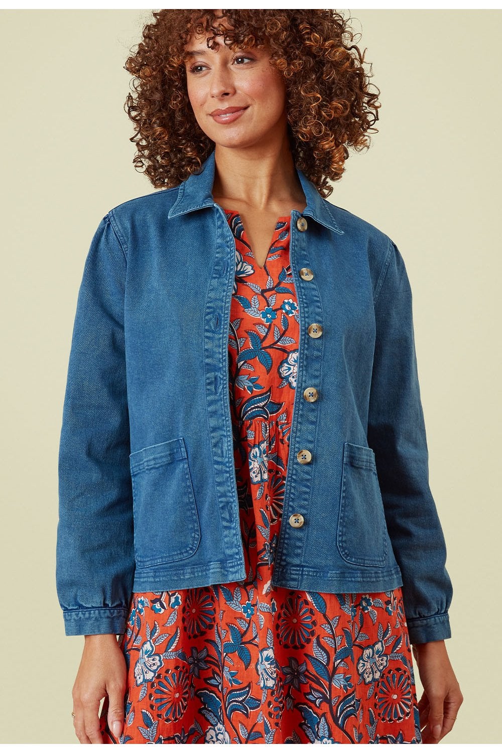 EVERLYN STRETCHED TWILL JACKET | COL=RIVIERA
