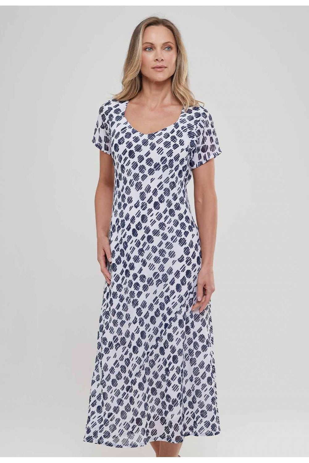 FARAH DRESS | COL=NAVY/WHITE