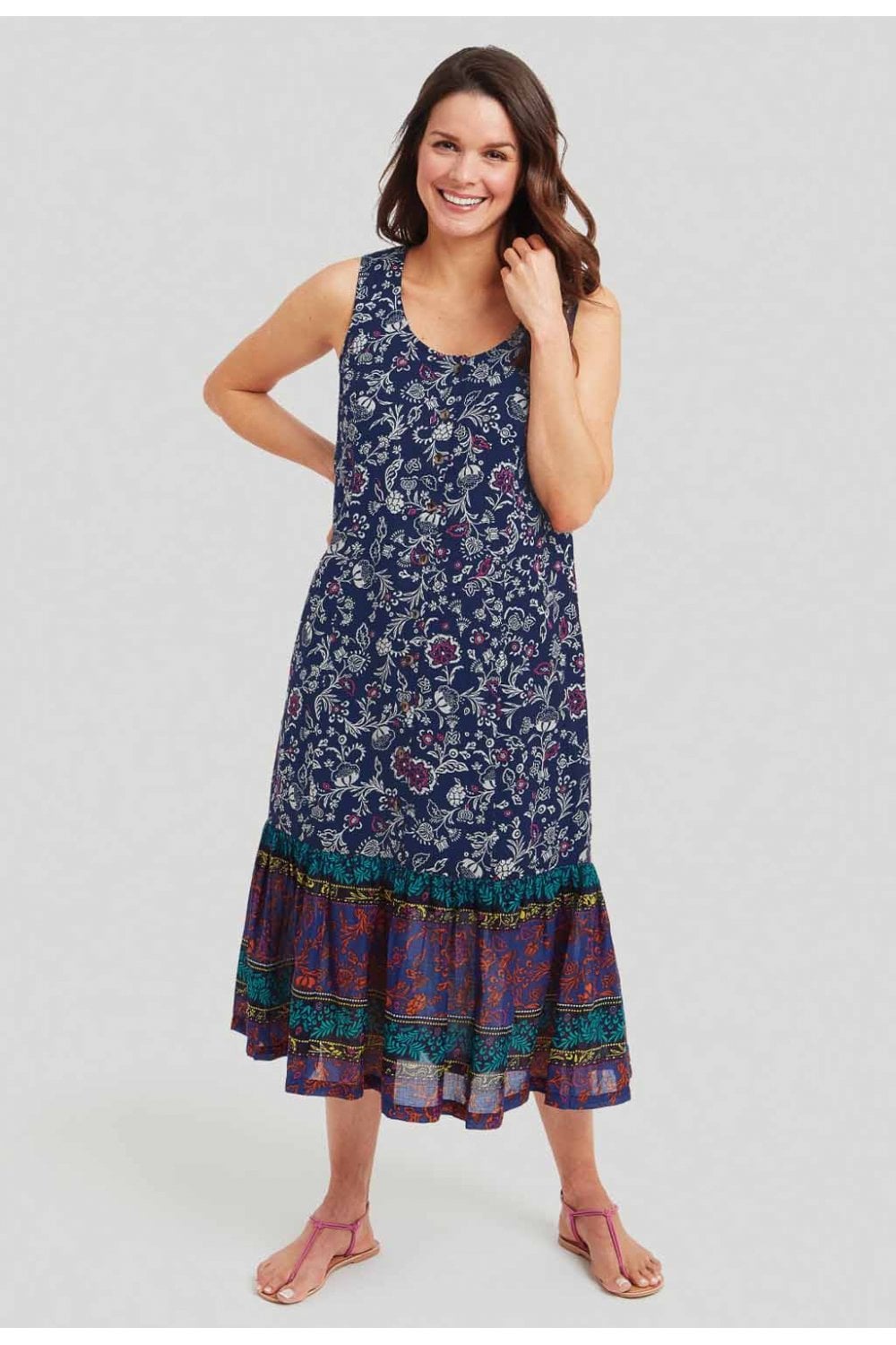 FIONA DECORATIVE FLORAL DRESS | COL=MULTI