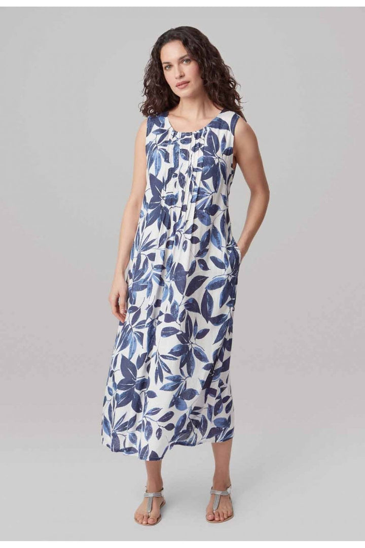 FLORA GARDEN LEAF DRESS | COL=NAVY/WHITE
