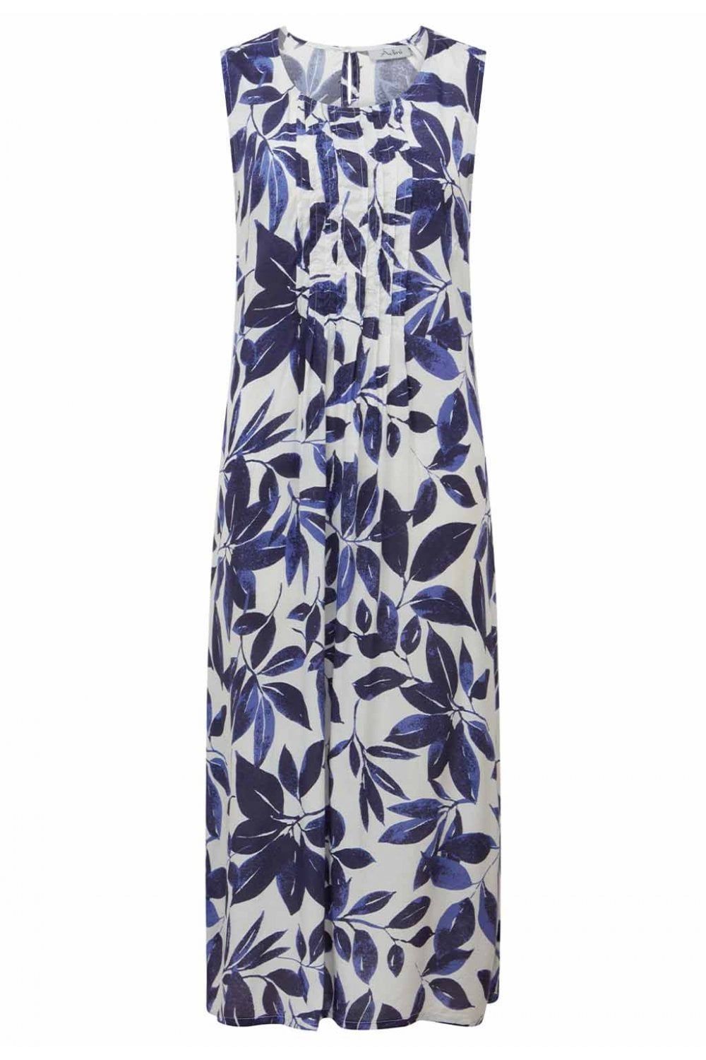 FLORA GARDEN LEAF DRESS | COL=NAVY/WHITE