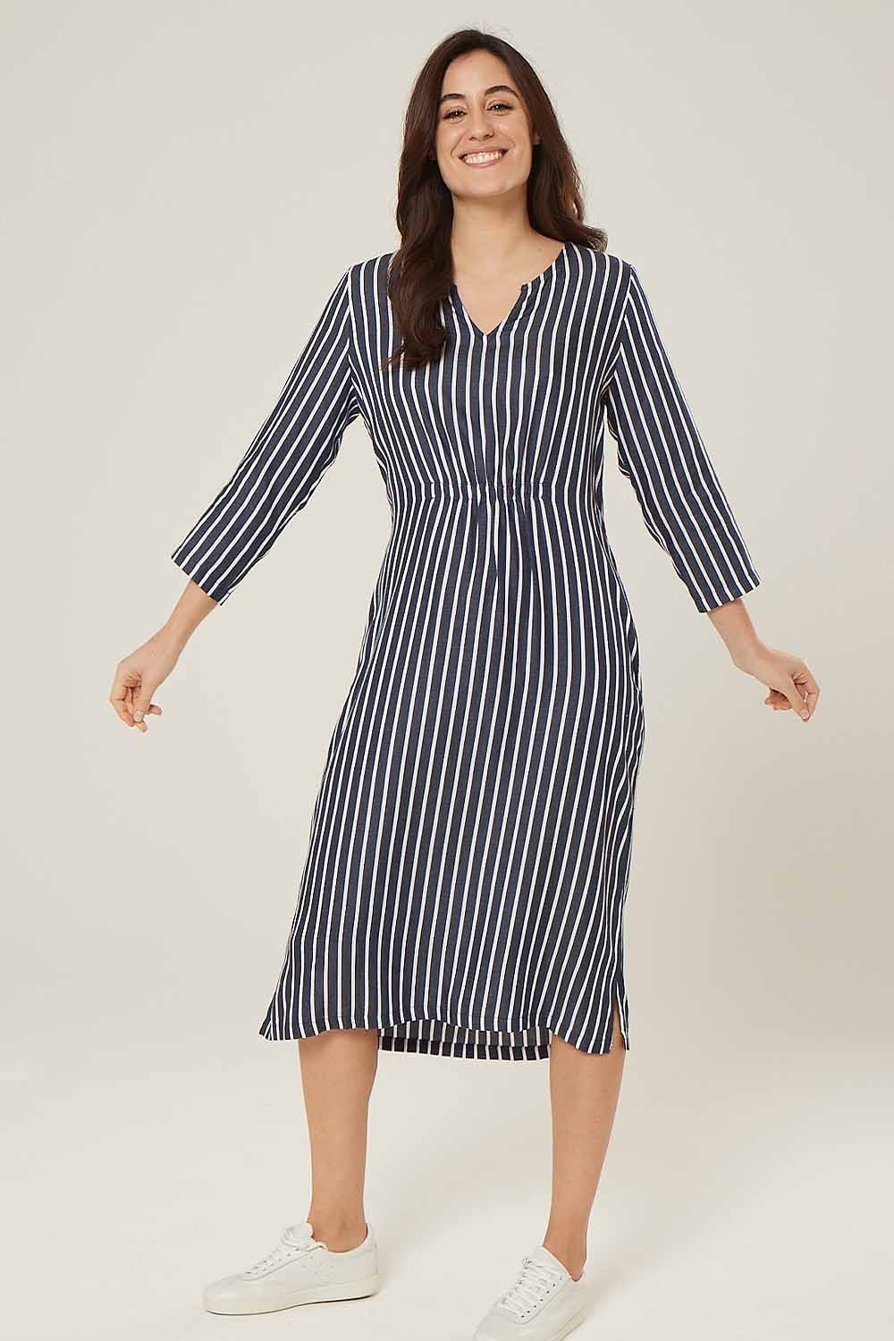 GRETA DRESSS | COL=NAVY/WHITE