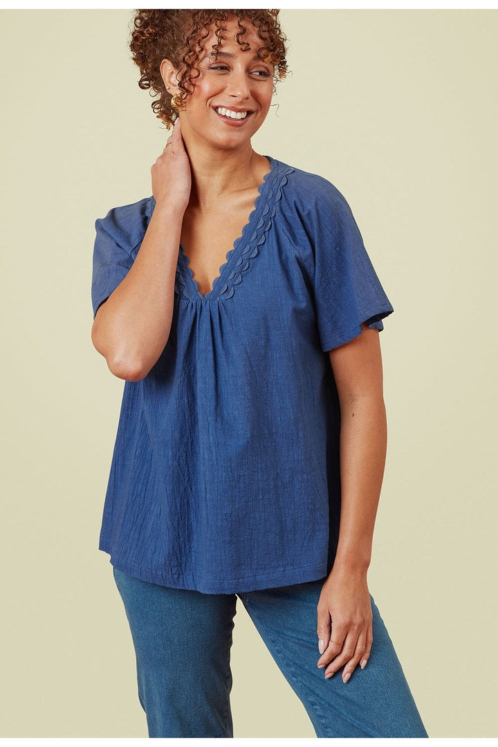 IDRES COTTON CROSSHATCH TOP | COL=RIVIERA