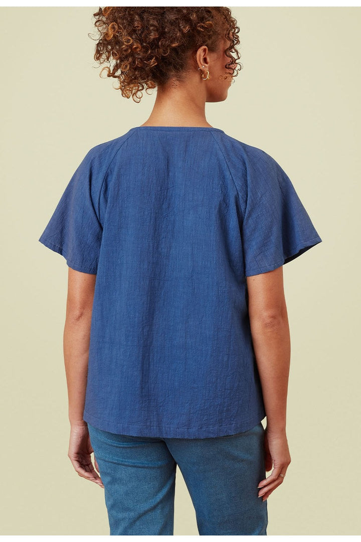 IDRES COTTON CROSSHATCH TOP | COL=RIVIERA