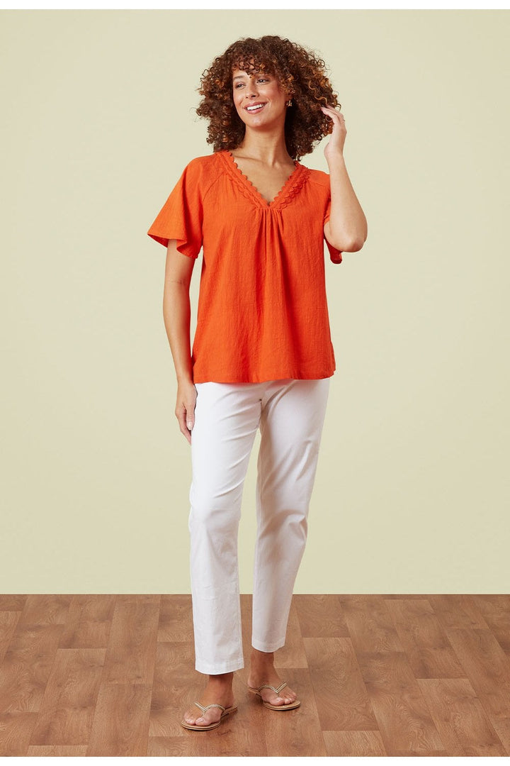 IDRES COTTON CROSSHATCH TOP | COL=RED ORANGE