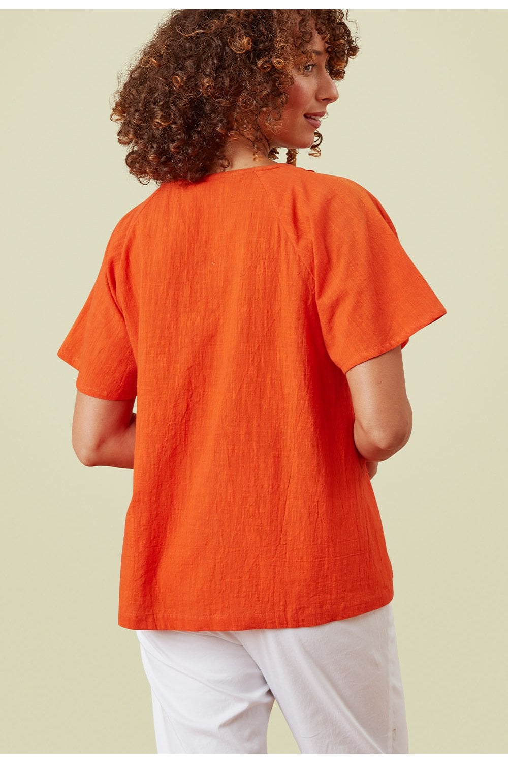 IDRES COTTON CROSSHATCH TOP | COL=RED ORANGE
