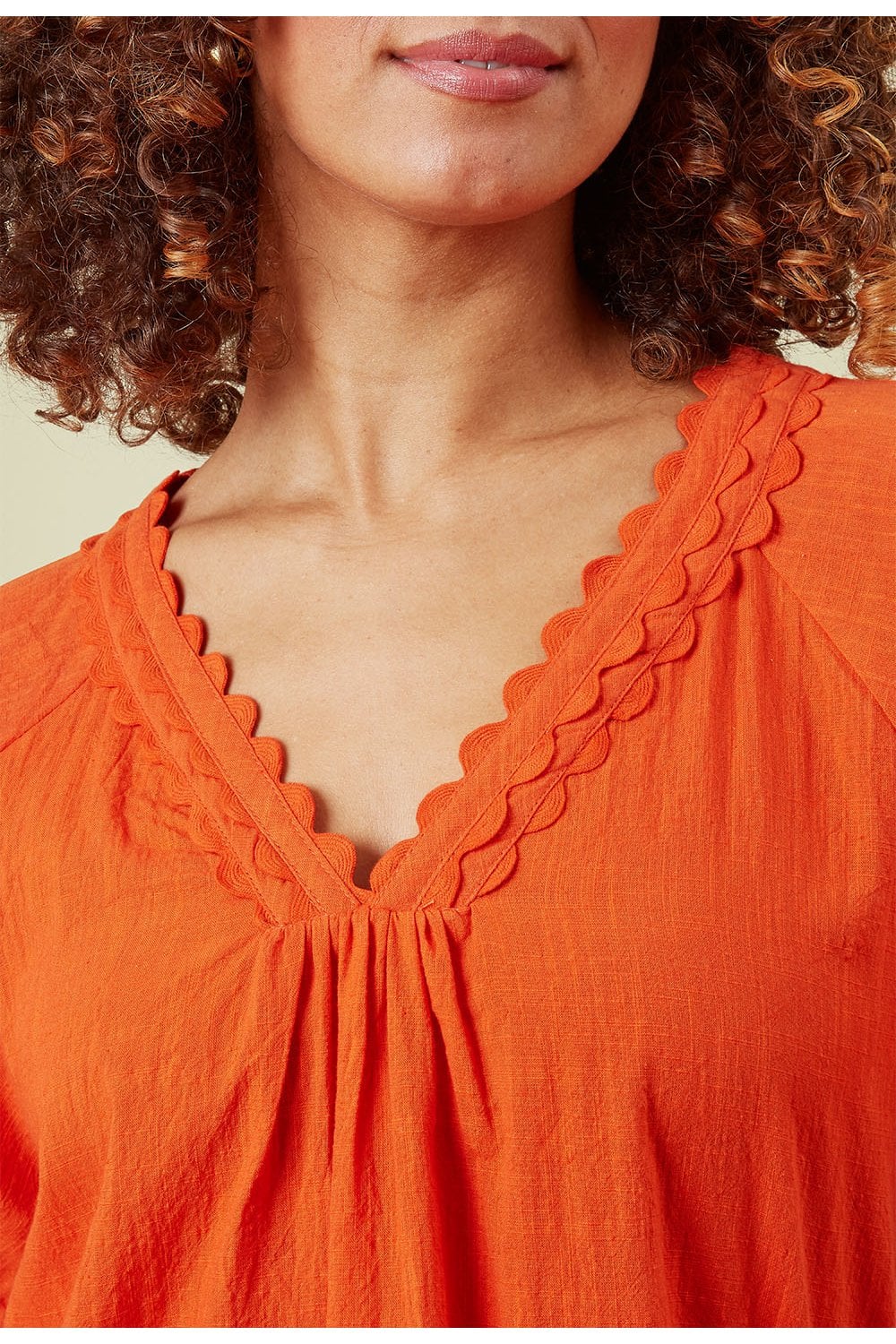 IDRES COTTON CROSSHATCH TOP | COL=RED ORANGE